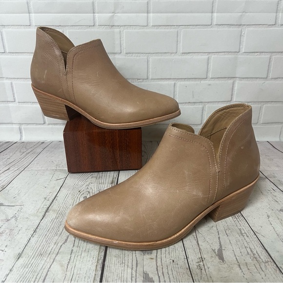 Nisolo Leather Ankle Boots Booties Size 7 Women Tan Camel Mia Everyday Almond - Picture 1 of 14